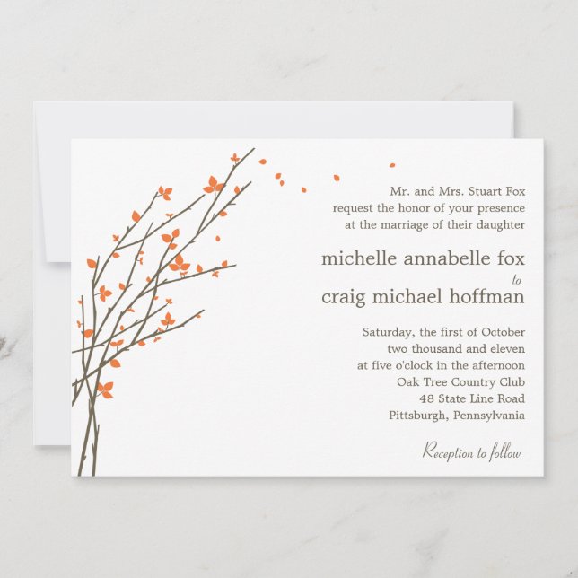 Invitación a la boda de las ramas en auge - Naranj (Anverso)