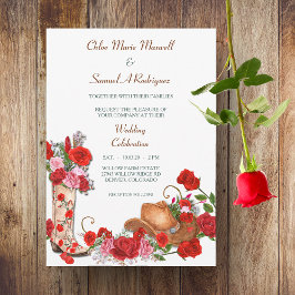 Invitación a la boda de las rosas rojas de arranqu