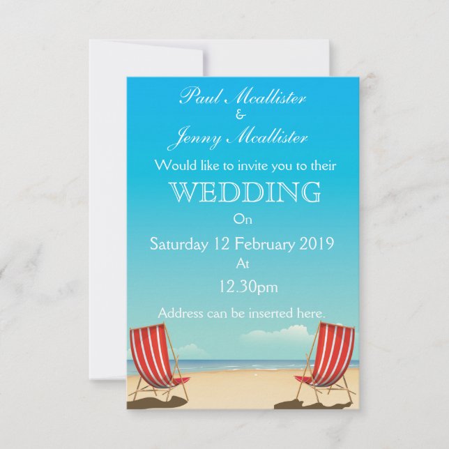 Invitación a la boda de las tumbonas de época (Anverso)