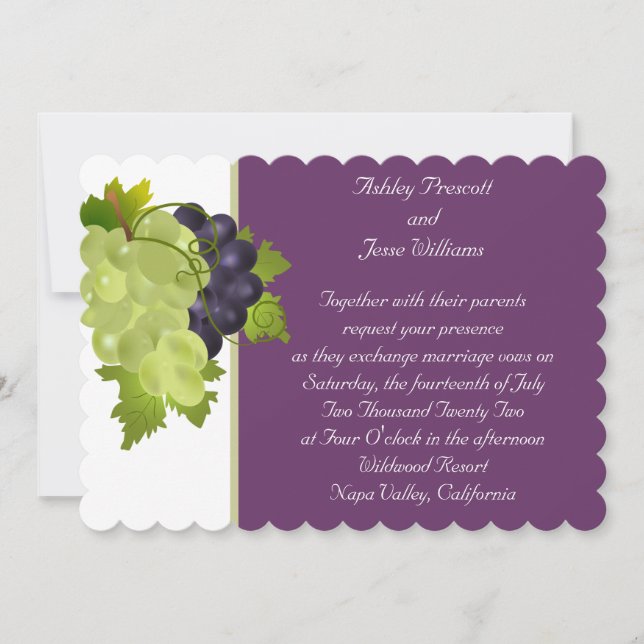 Invitación a la boda de las uvas de Napa (Anverso)