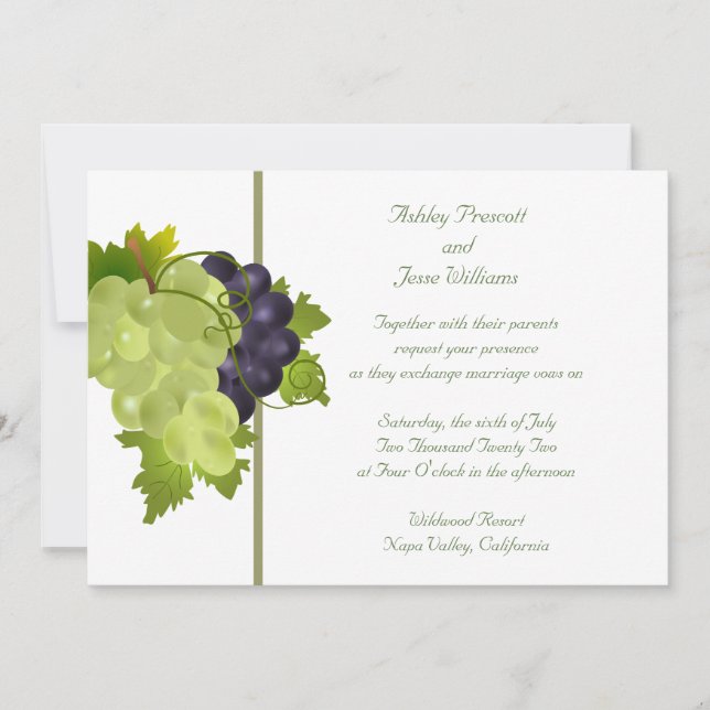 Invitación a la boda de las uvas de Napa (Anverso)