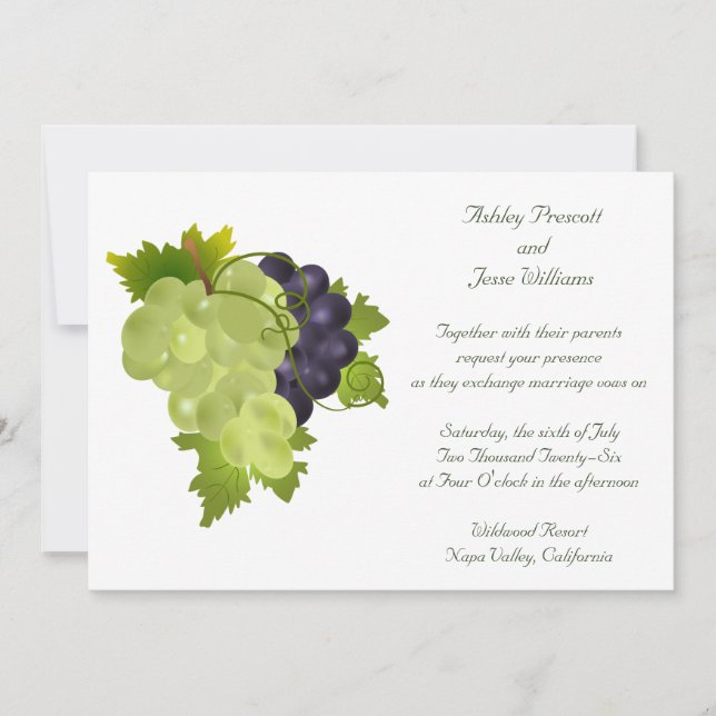 Invitación a la boda de las uvas de Napa (Anverso)