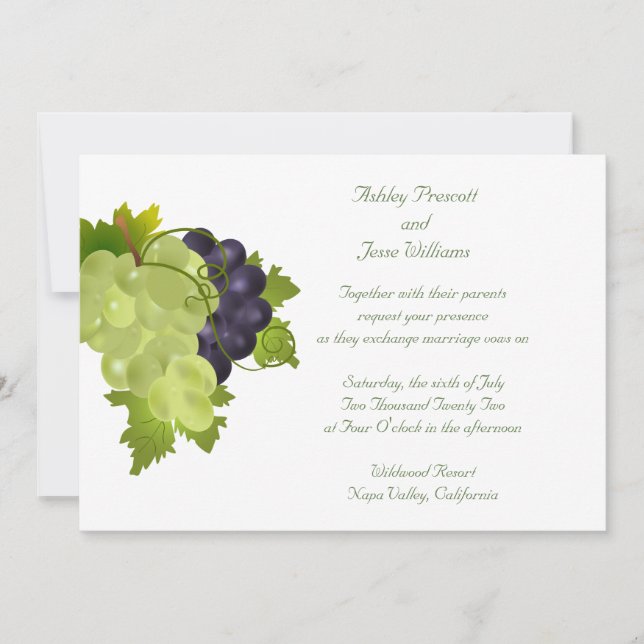 Invitación a la boda de las uvas de Napa (Anverso)