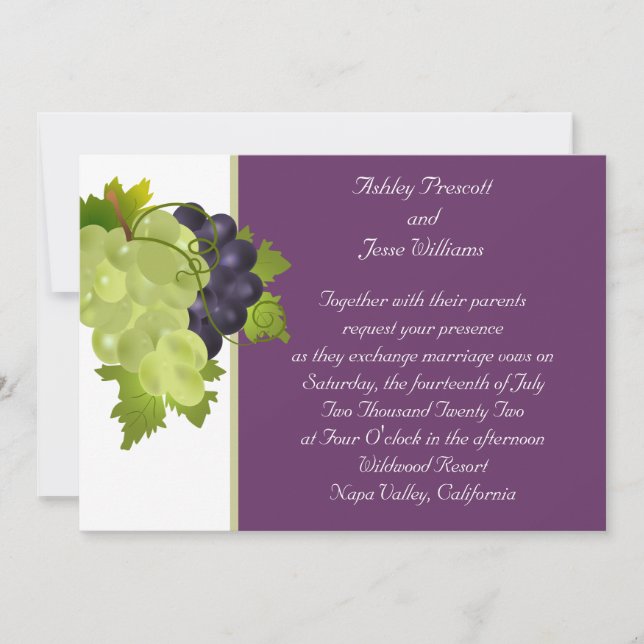 Invitación a la boda de las uvas de Napa (Anverso)
