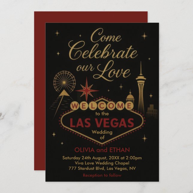 Invitación a la boda de Las Vegas (Anverso / Reverso)