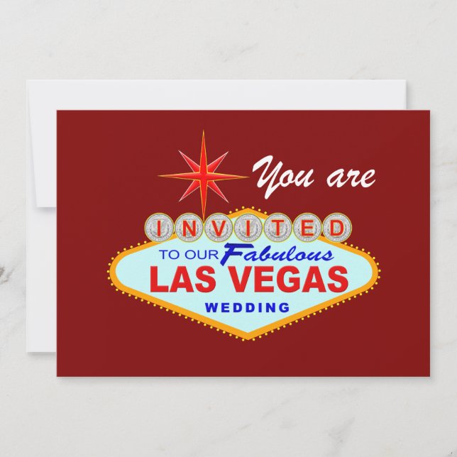 Invitación a la boda de Las Vegas BURGUNDY (Anverso)