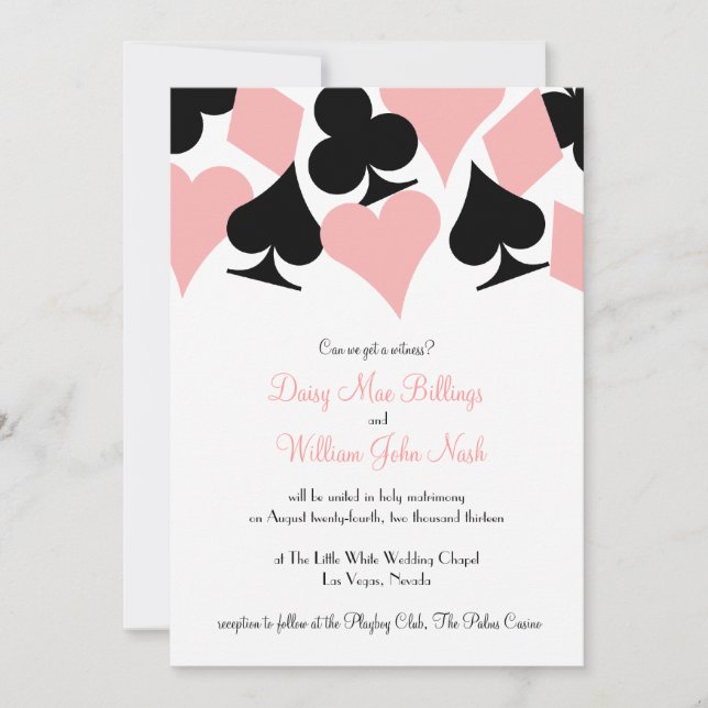 Invitación a la boda de Las Vegas con destino rosa (Anverso)