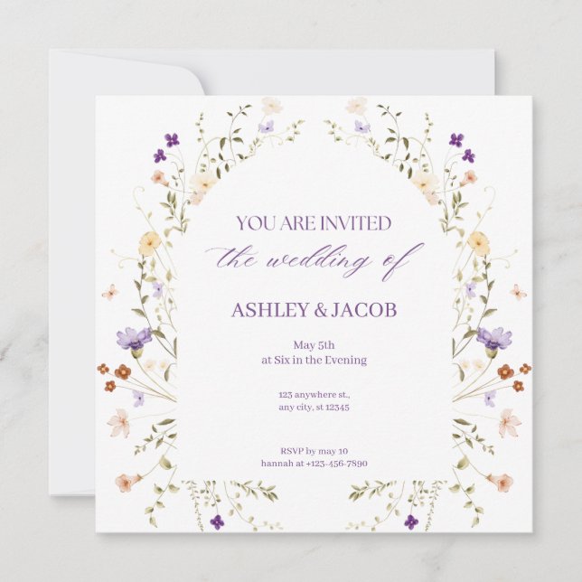 Invitación a la boda de latido floral (Anverso)