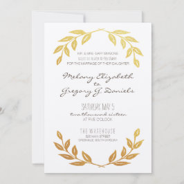 Invitación a la boda de Laurel Wreath Gold Leaf