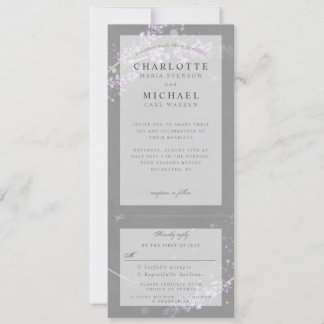 Invitación a la boda de lavanda con color de agua 