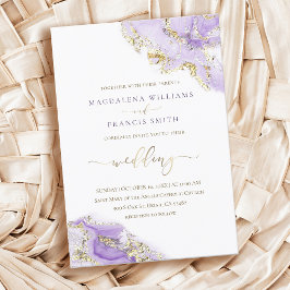 invitación a la boda de lavanda con tinta de oro f