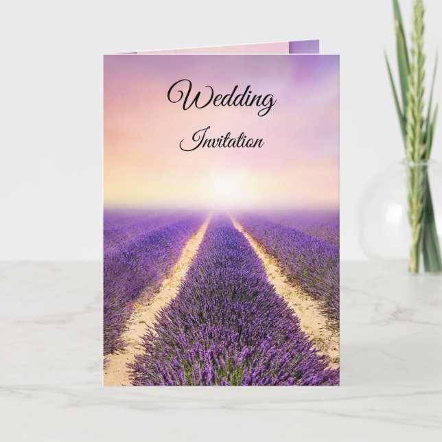 Invitación a la boda de lavanda en Europa (Anverso)