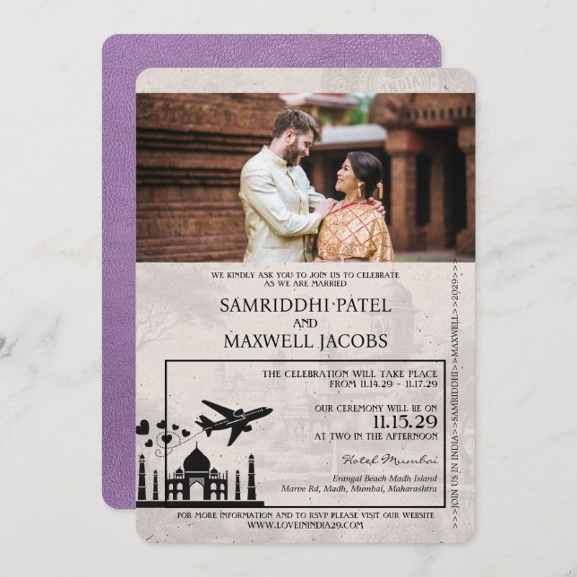 Invitación a la boda de Lavender Purple India Pass (Anverso / Reverso)