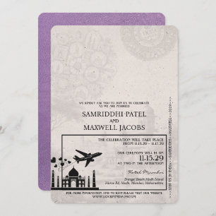 Invitación a la boda de Lavender Purple India Pass