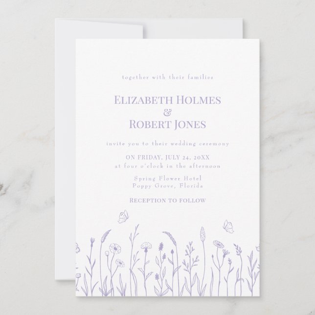 Invitación a la boda de Lavender Purple Wildflower (Anverso)