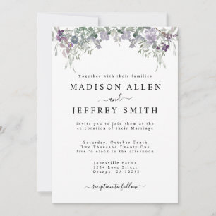 Invitación a la boda de Lavender Wildflower & Gree