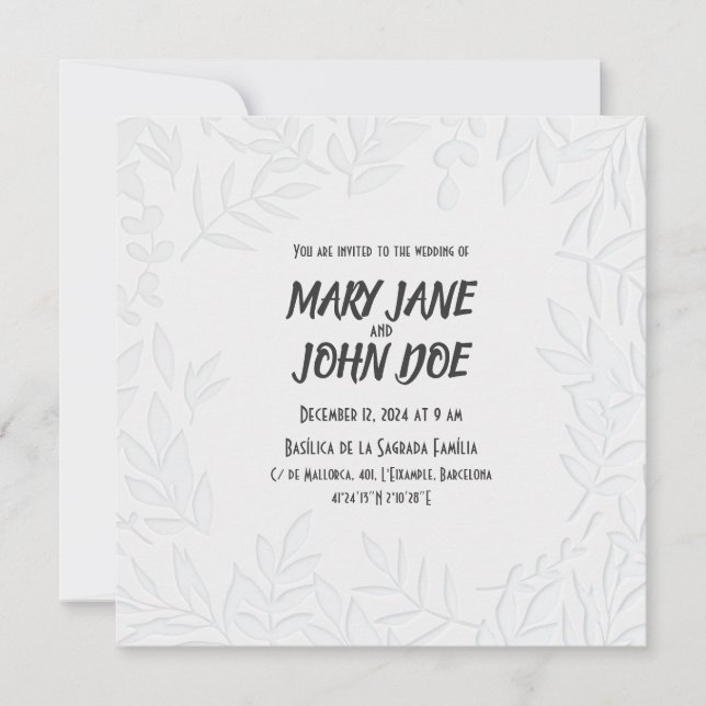 Invitación a la boda de Leavespress (Anverso)