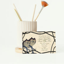 Invitación a la boda de lechuza japonesa vintage