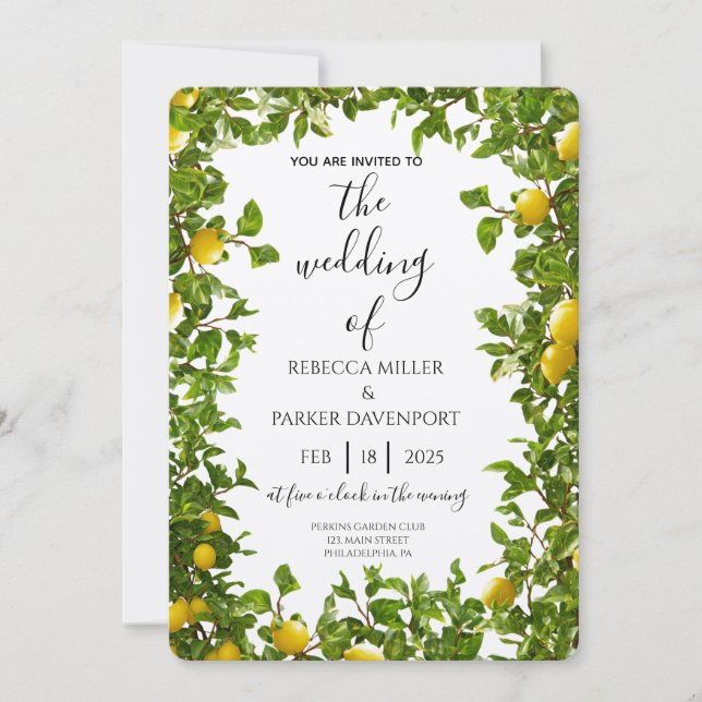 Invitación a la boda de Lemon Grove Romance (Anverso)