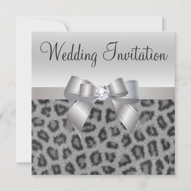 Invitación a la boda de leopardo, bodas y diamante (Anverso)