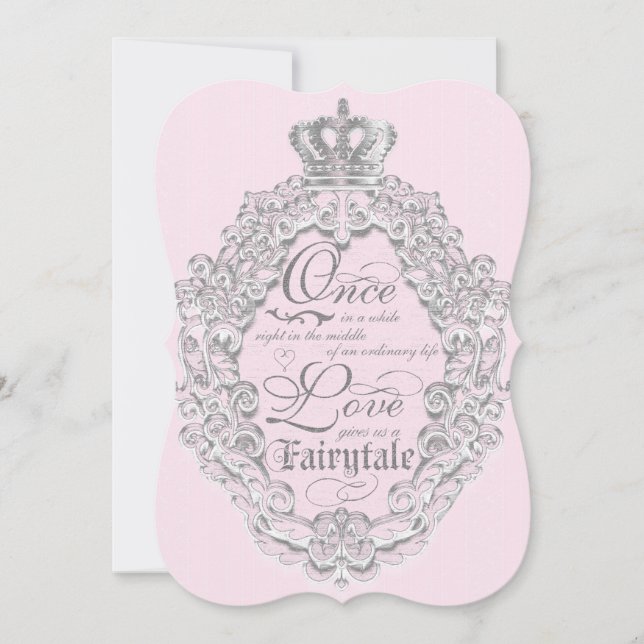 Invitación a la boda de libro de cuentos de moda (Anverso)
