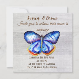 Invitación a la boda de lienzo de mariposa