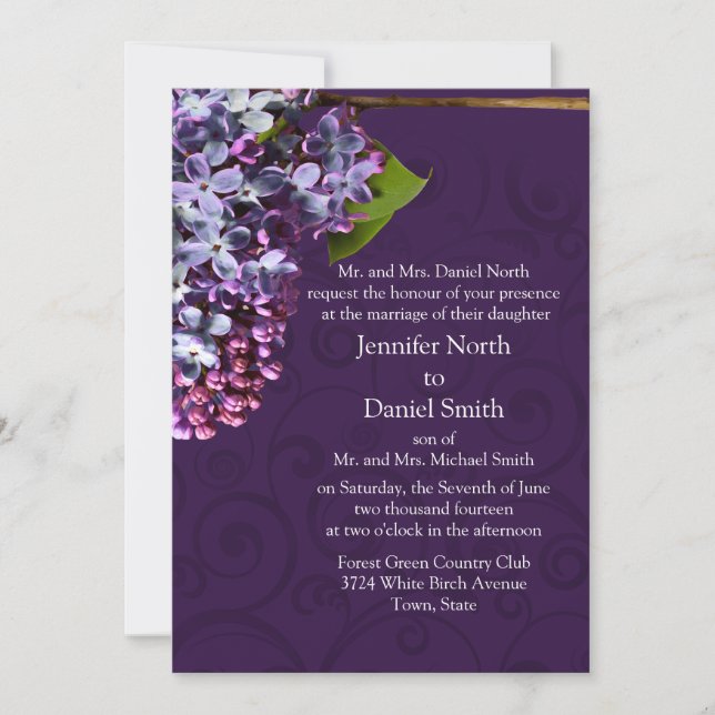 Invitación a la boda de Lilac (Anverso)