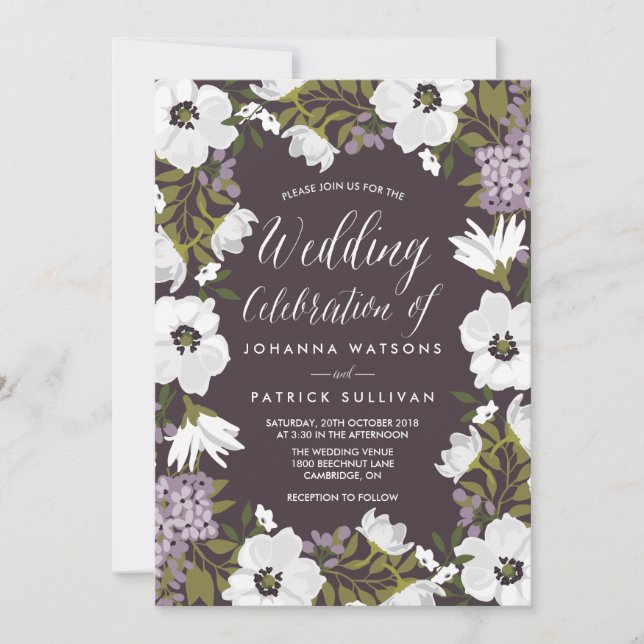 Invitación a la boda de Lilac Anemone Blooms (Anverso)
