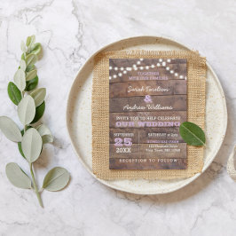 Invitación a la boda de Lilac con luz de madera de