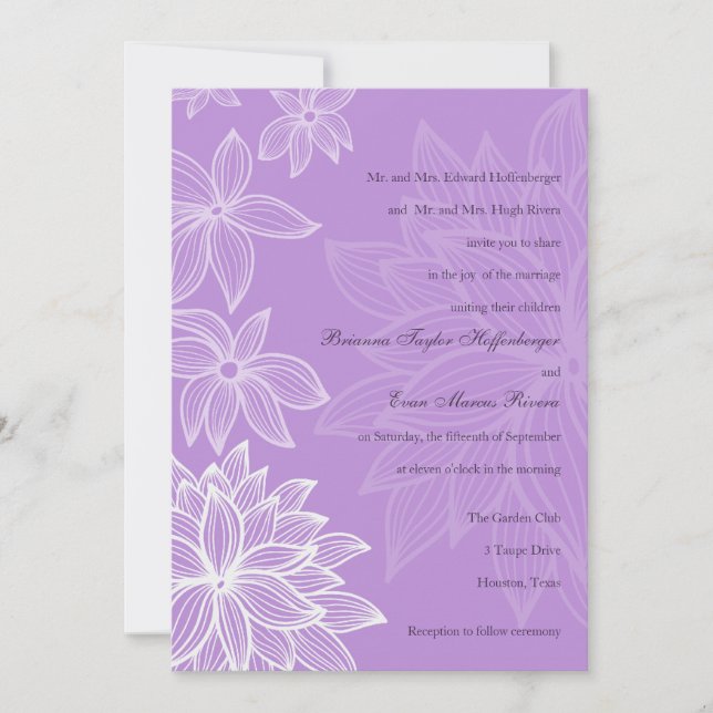 Invitación a la boda de Lilac en la floración (Anverso)