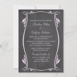 Invitación a la boda de Lilac Flourish Chalkboard