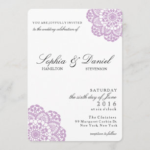 Invitación a la boda de Lilac Purple Lace Doily