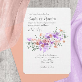 Invitación a la boda de Lilac y Peach Rose Bouquet