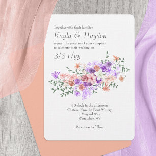 Invitación a la boda de Lilac y Peach Rose Bouquet