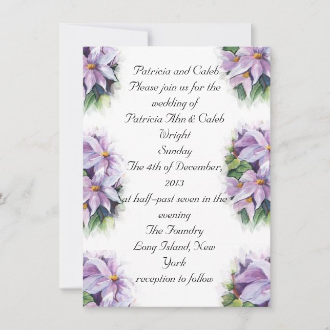 Invitación a la boda de Lilak clematis (Anverso)