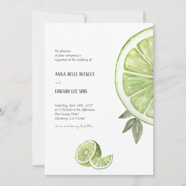 Invitación a la boda de lima italiana (Anverso)