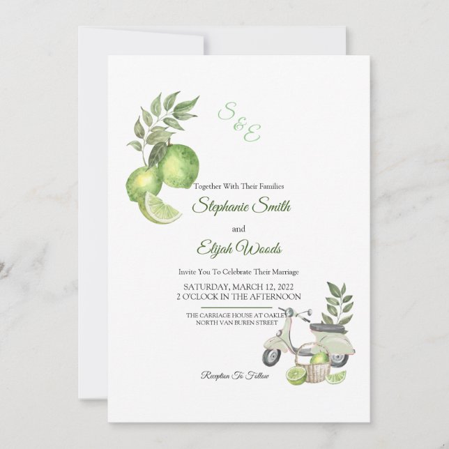 Invitación a la boda de lima italiana (Anverso)
