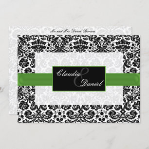 invitación a la boda de lime green damask