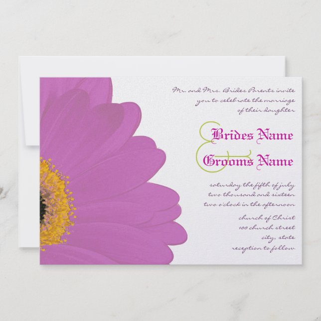 Invitación a la boda de Lime y Fuchsia Gerber Dais (Anverso)