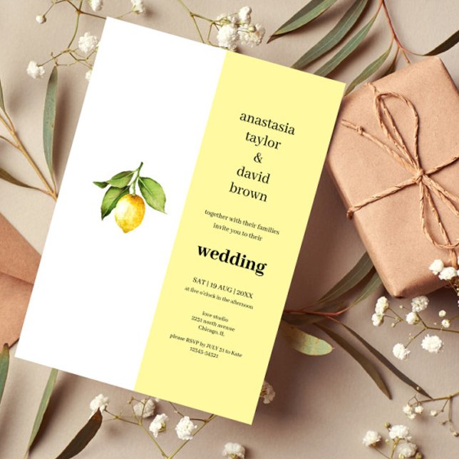 Invitación a la boda de limón amarillo (Subido por el creador)