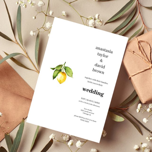Invitación a la boda de limón amarillo (Subido por el creador)