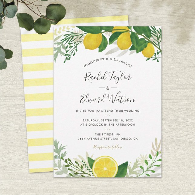 Invitación a la boda de limón fresco y rústico (Subido por el creador)