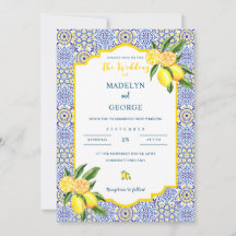 Invitación a la boda de limón mediterráneo