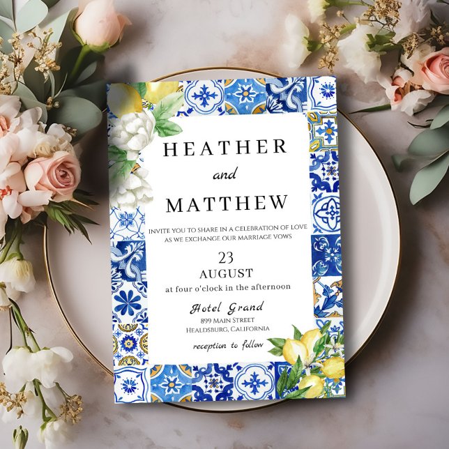 Invitación a la boda de limón mediterráneo (Subido por el creador)