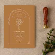 Invitación a la boda de Line Art Arch Bouquet Gold