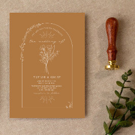 Invitación a la boda de Line Art Arch Bouquet Gold