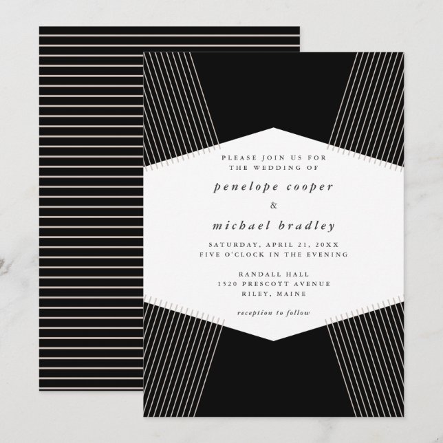 Invitación a la boda de líneas modernas (Anverso / Reverso)