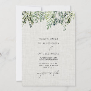 Invitación a la boda de Linen Greenery