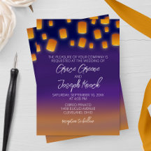 Invitación a la boda de linternas brillantes