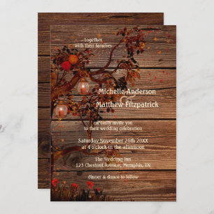 Invitación a la boda de linternas de otoño románti